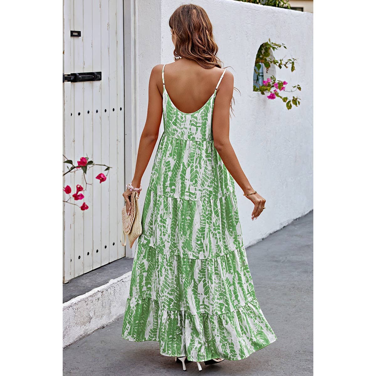 Allover Print Sleeveless Pockets Color Block Dress