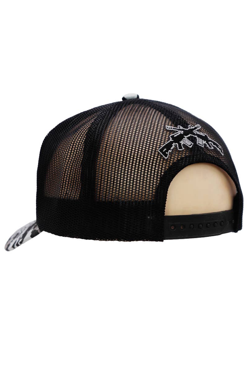 Cross Rifle American Flag Digital Camo Trucker Hat