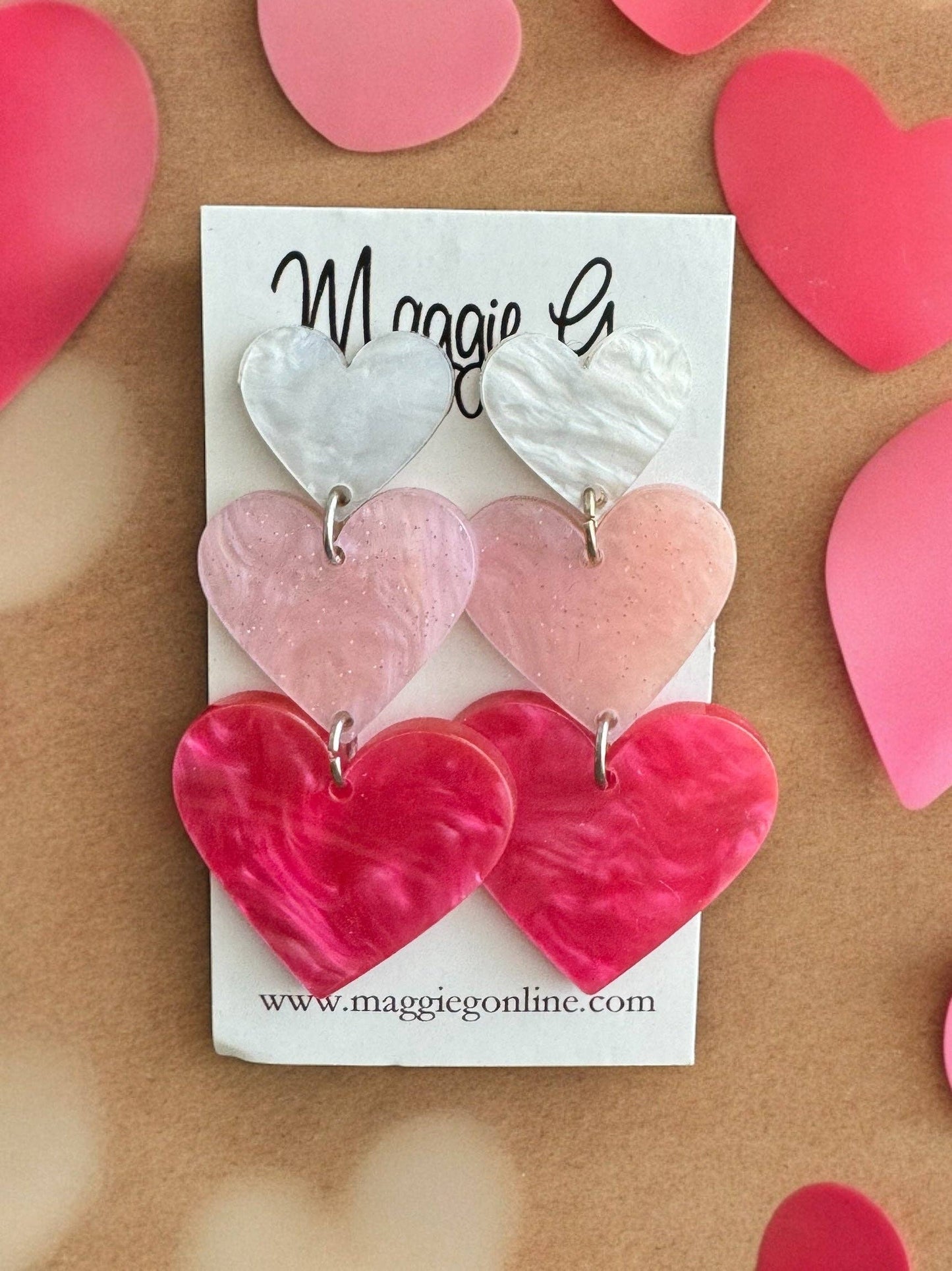 Valentine Heart Hanging Acrylic Earrings