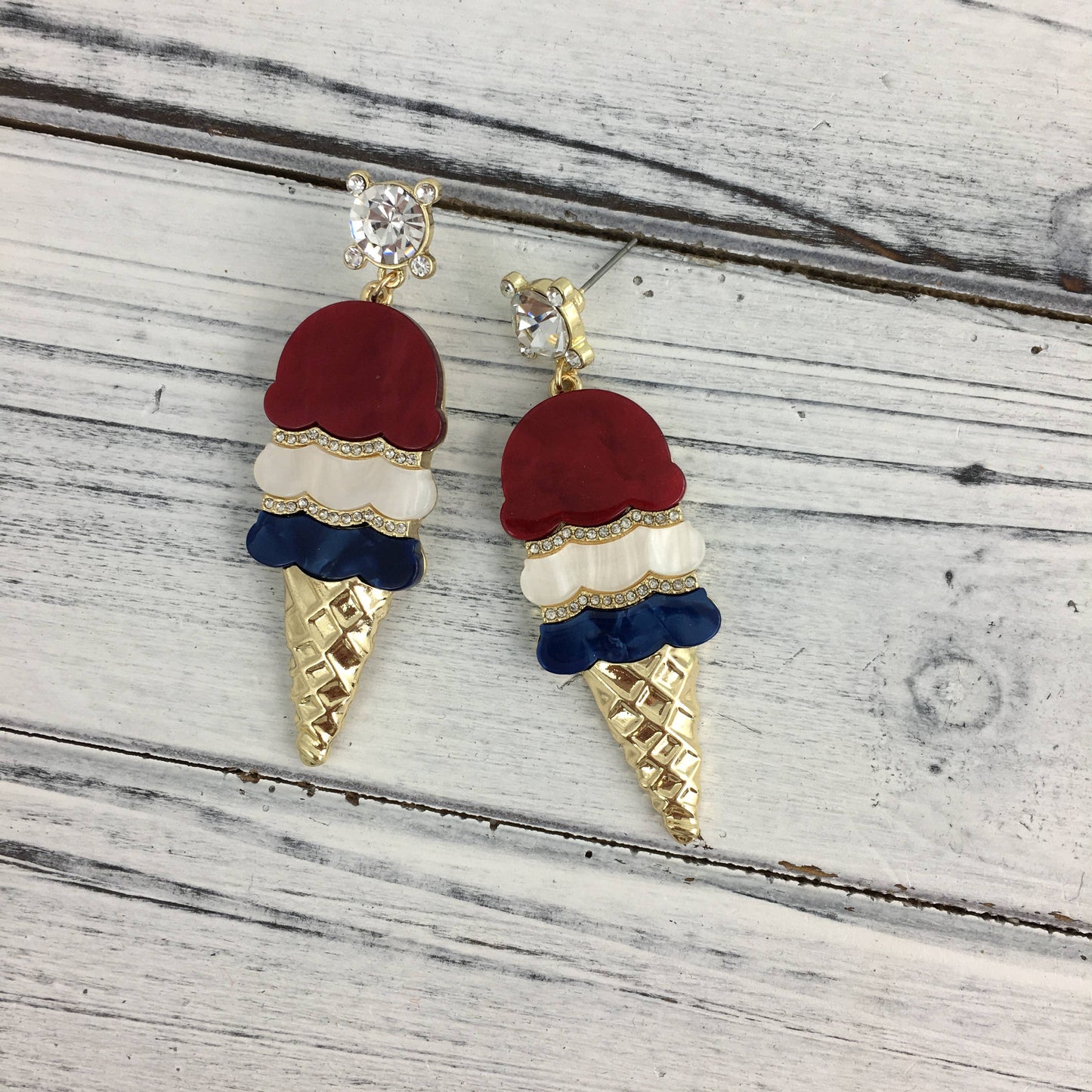 Red, White, & Blue Ice Cream Earrings