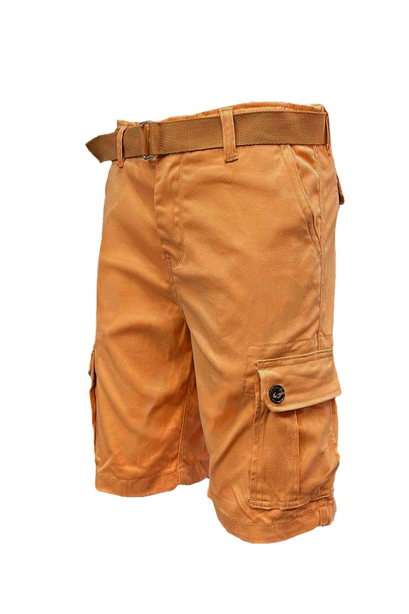 Mens Casual Cotton Belted Cargo Shorts