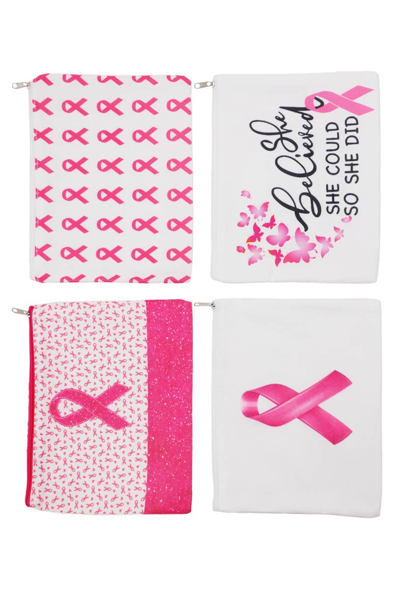 Breast Cancer Awareness Zipper Clutch Purse Bag