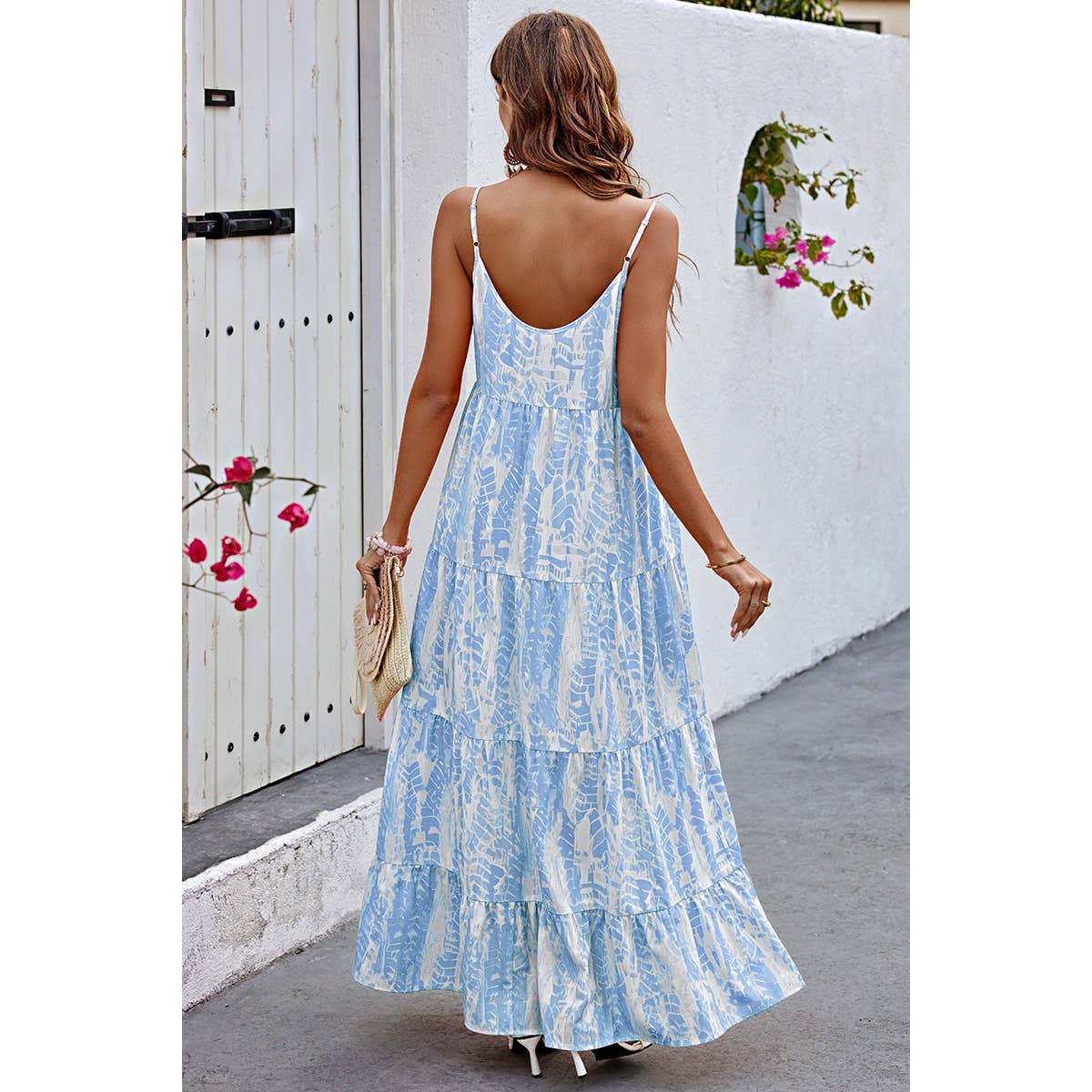 Allover Print Sleeveless Pockets Color Block Dress