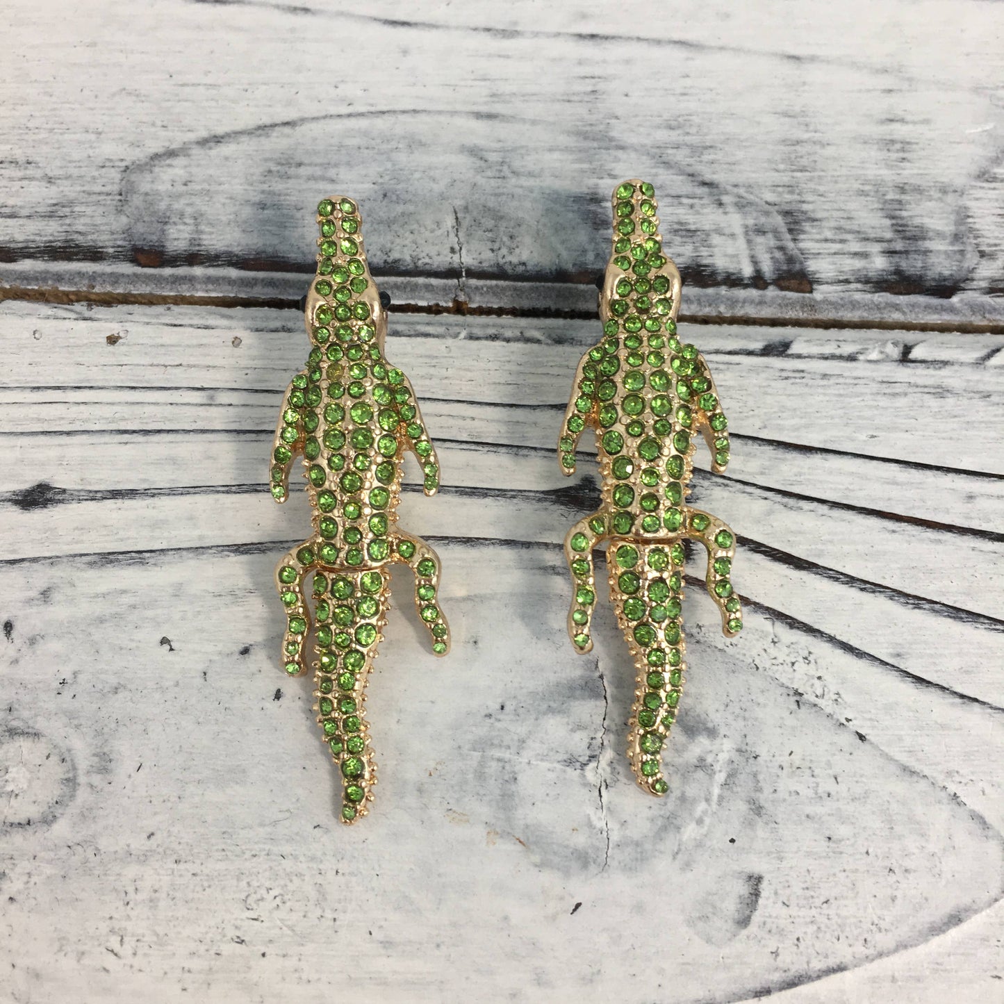 Rhinestone Alligator Earrings