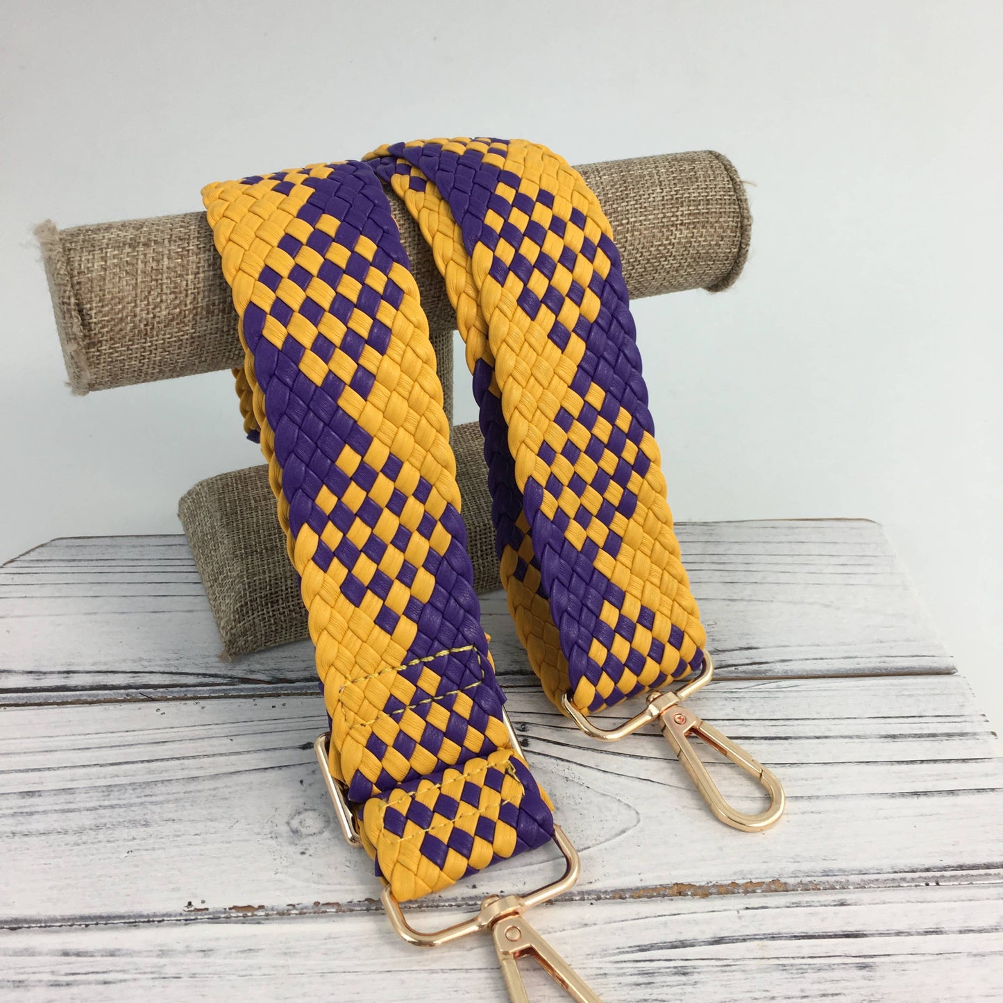 Purple & Gold Woven Braid Purse Strap