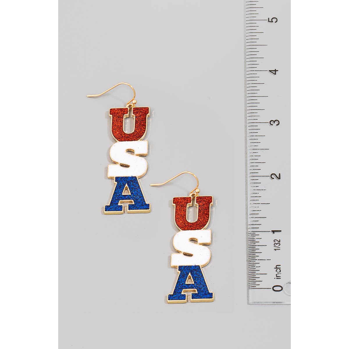 Glitter Enamel Usa Dangle Earrings