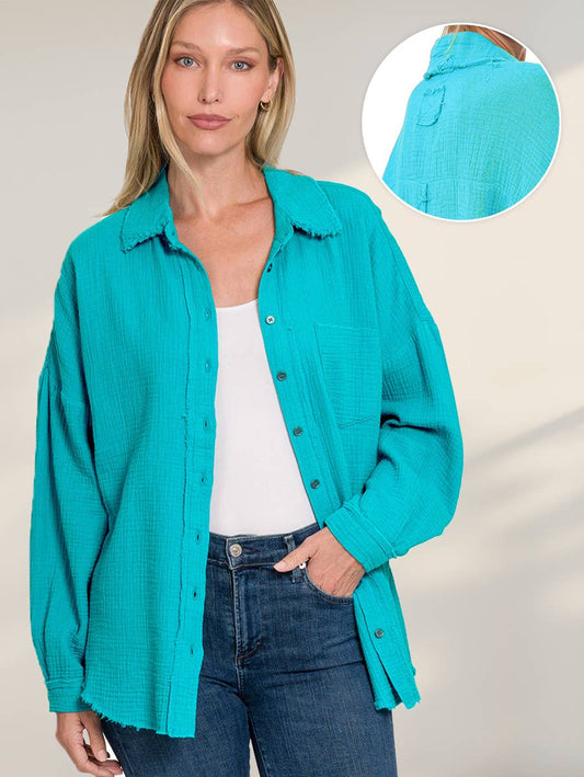 Oversized Raw Edge Long Sleeve