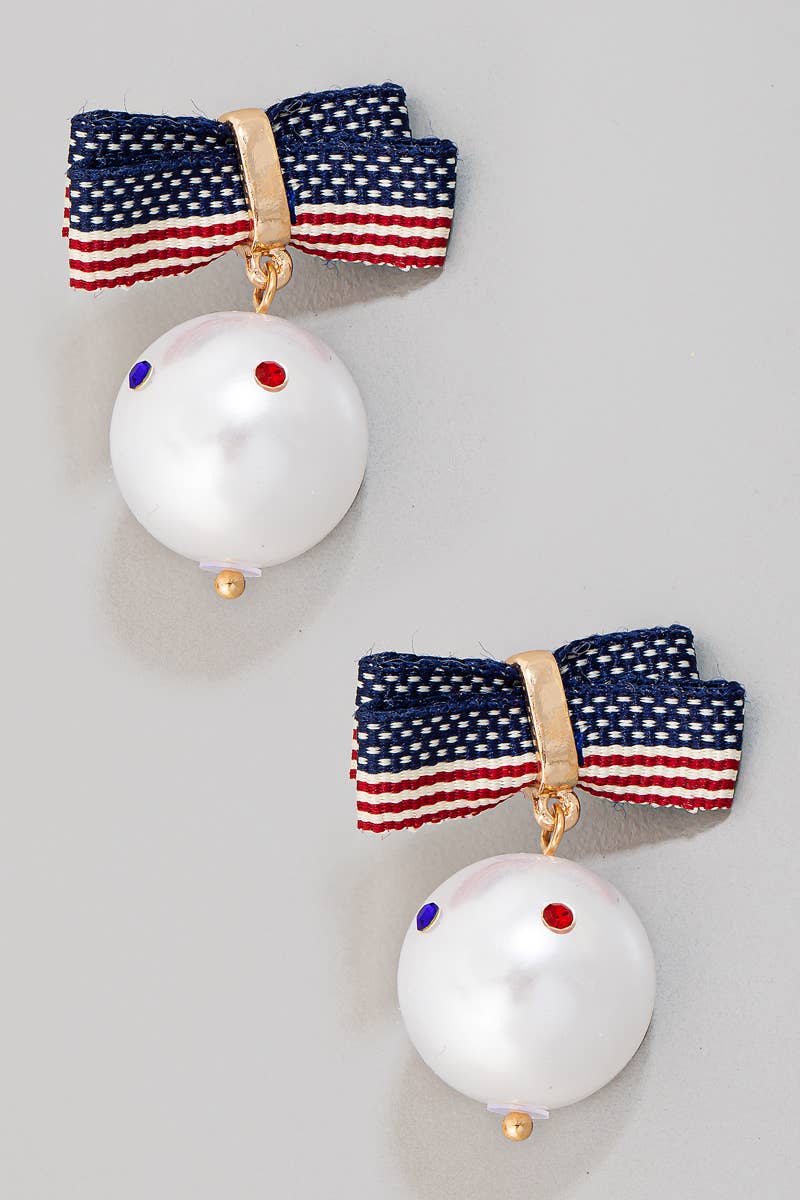 American Flag Bow Earrings