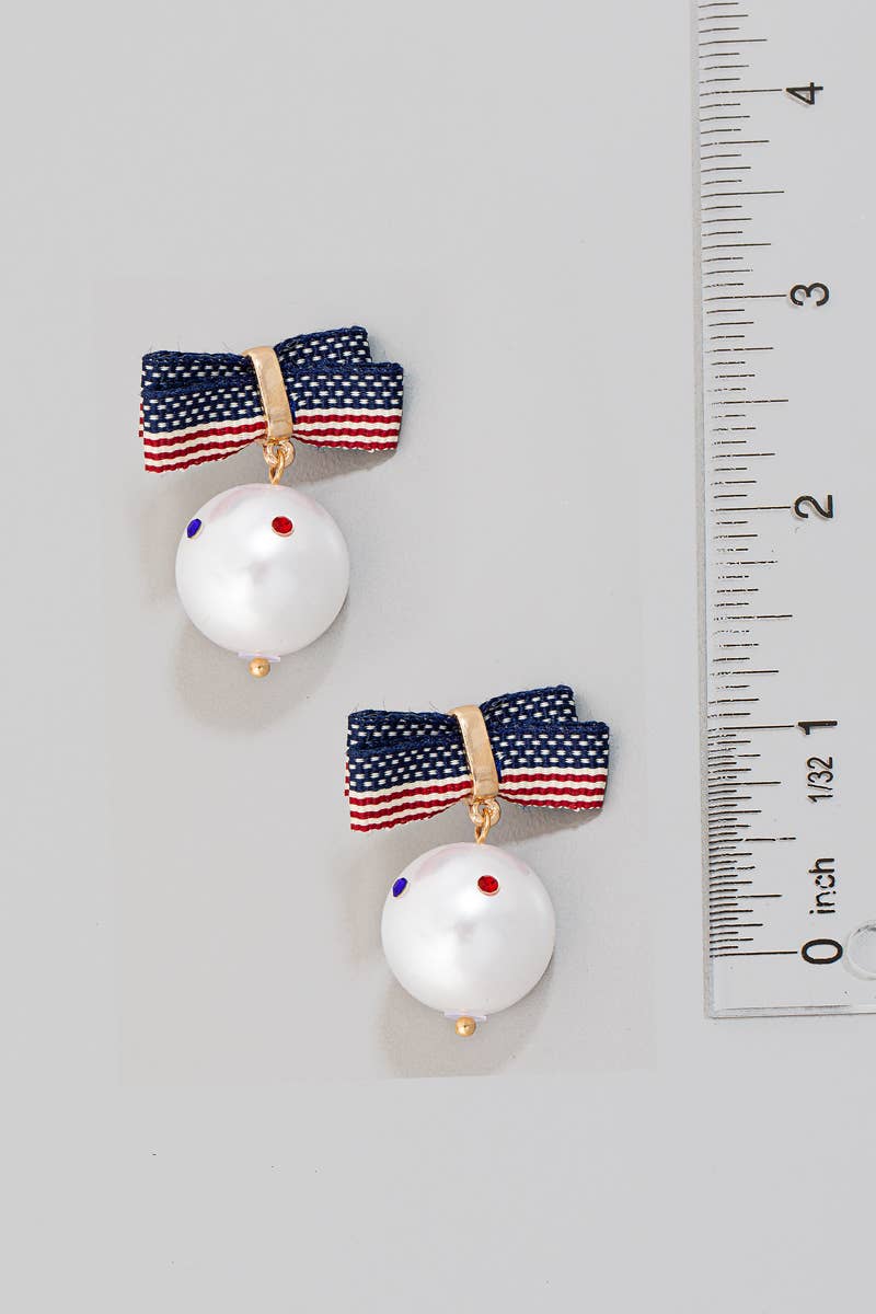 American Flag Bow Earrings
