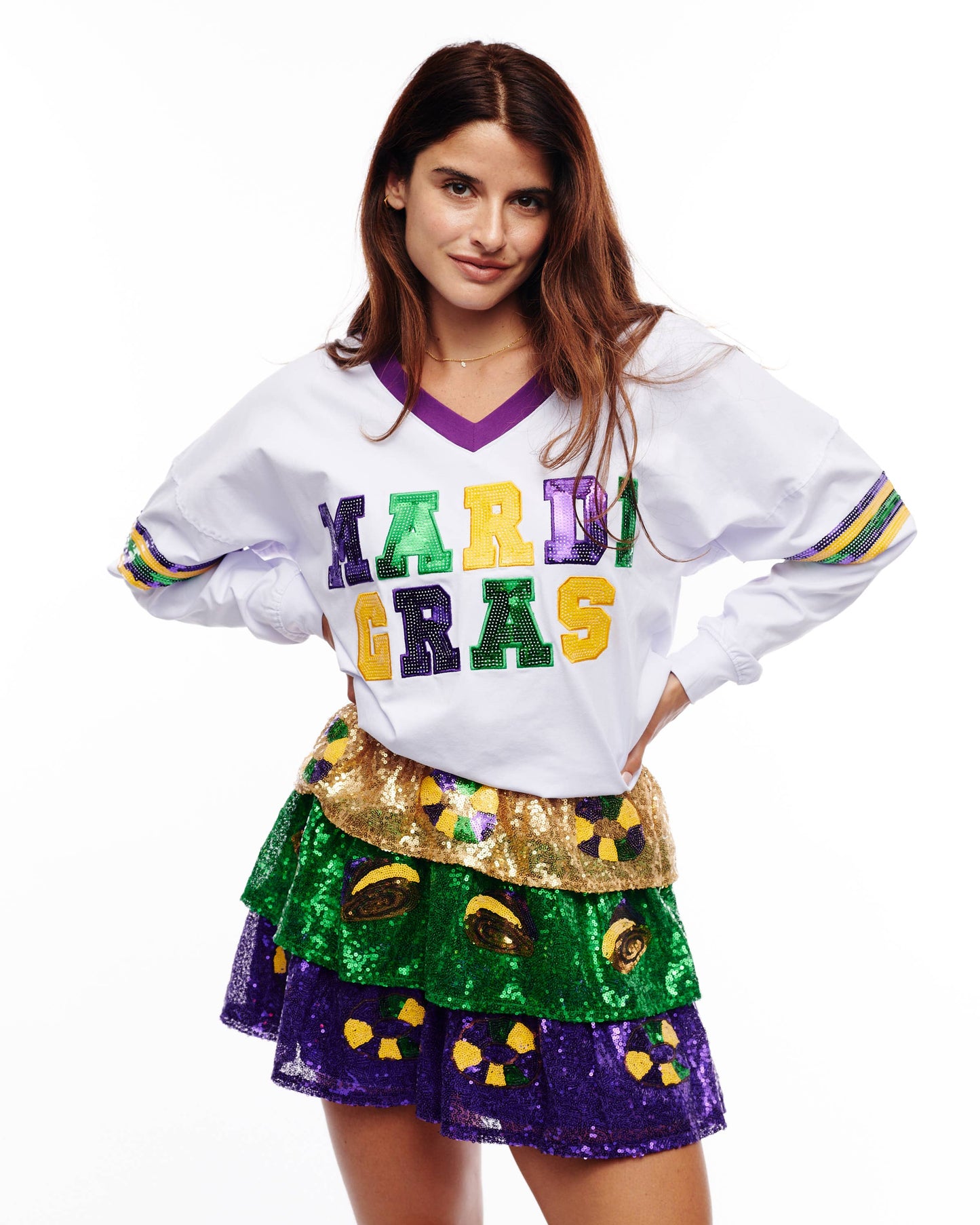 Mardi Gras sequin king cake skirt