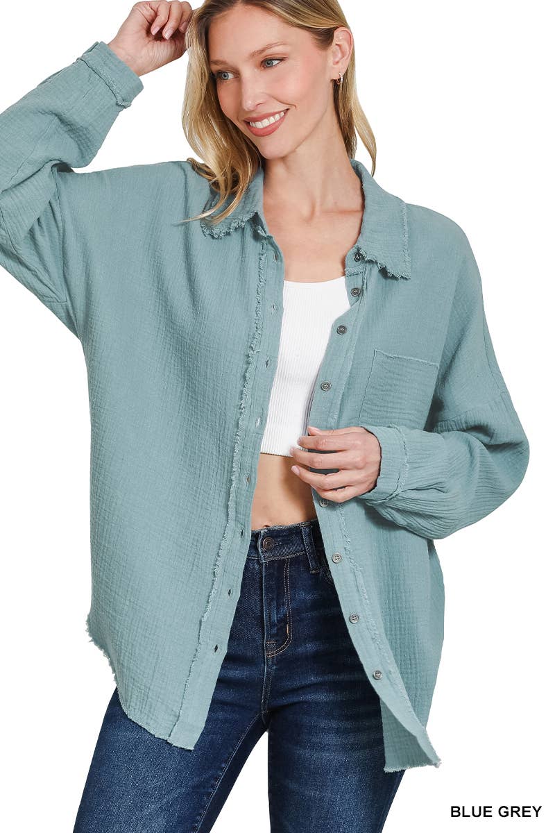 Oversized Raw Edge Long Sleeve