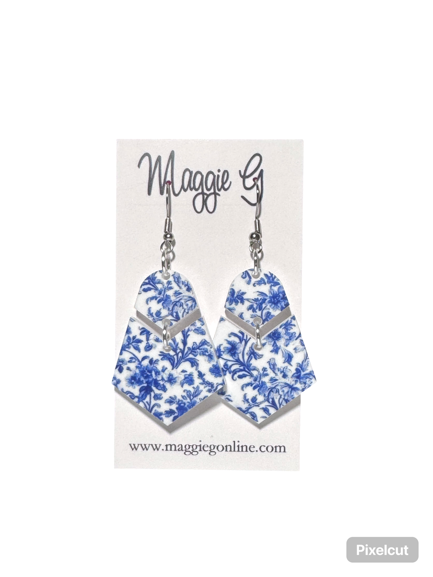 Blue Floral Chinoiserie Earrings