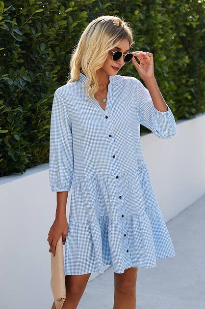 Buttton Down Plain Loose Fit Dress