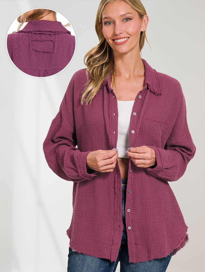 Oversized Raw Edge Long Sleeve