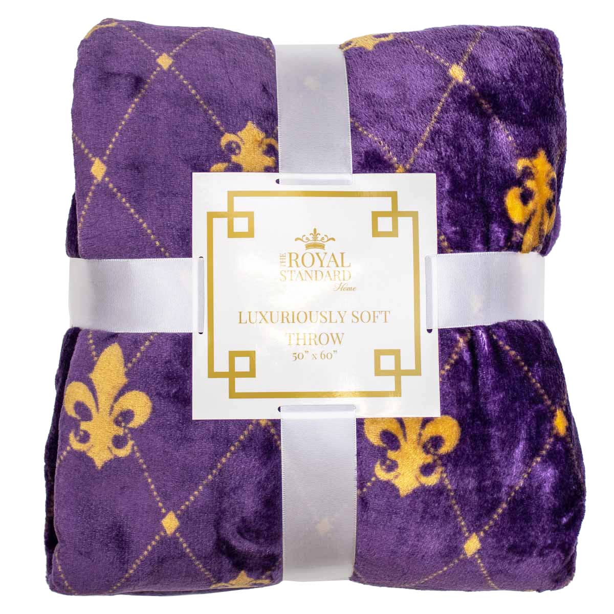 Purple & Gold Fleur de Lis Throw Blanket