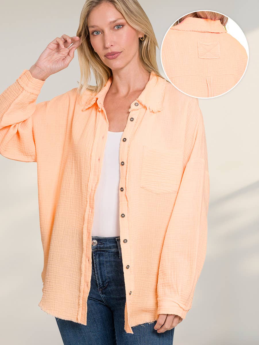 Oversized Raw Edge Long Sleeve