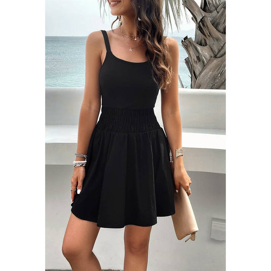 Athletic Sleeveless Elastic Waistband Swing Mini Dress