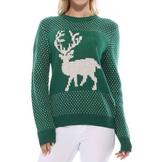 Deer Jacquard Christmas Pullover Sweater