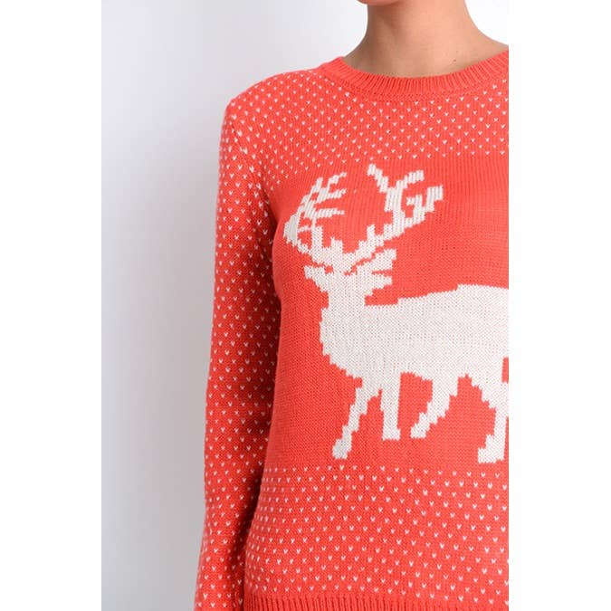 Deer Jacquard Christmas Pullover Sweater