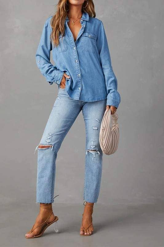 Chic Denim Button Up