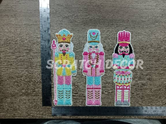 3 Piece Pastel Nutcracker Chenille Iron On Patch