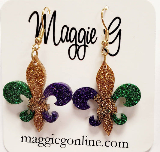 Mardi Gras Fleur De Lis Earrings
