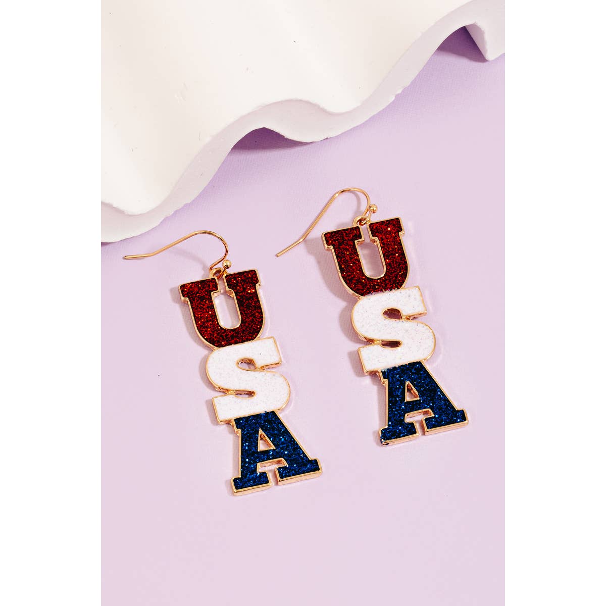 Glitter Enamel Usa Dangle Earrings