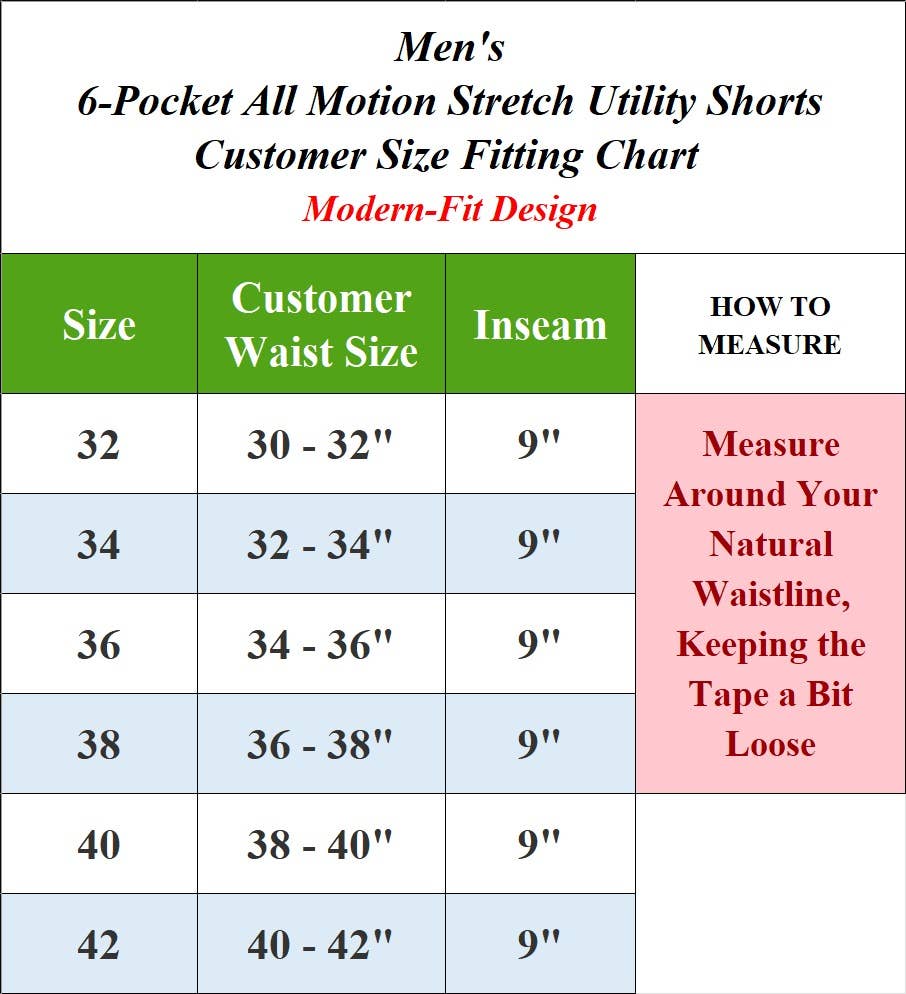 Mens 6-Pocket Quick Dry Stretch Zipper Pocket Golf Shorts