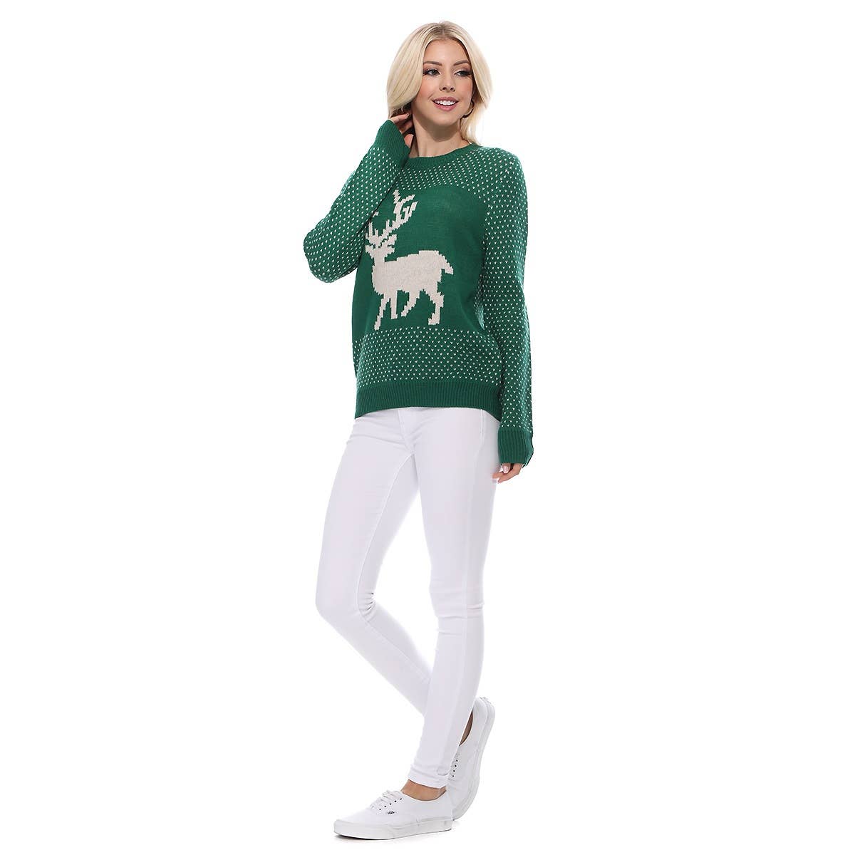 Deer Jacquard Christmas Pullover Sweater