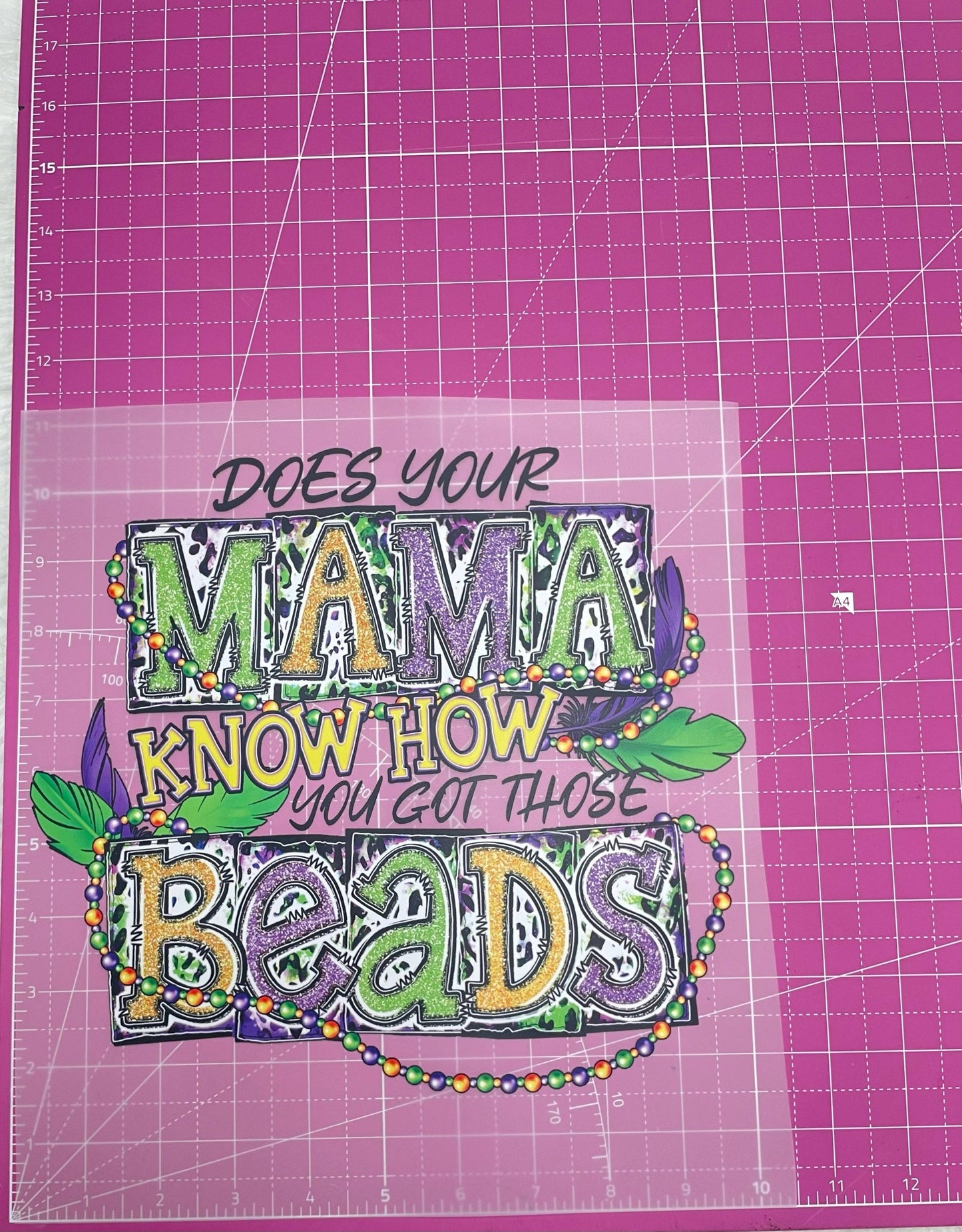 Mardi Gras Mama Beads DTF Iron On Transfers