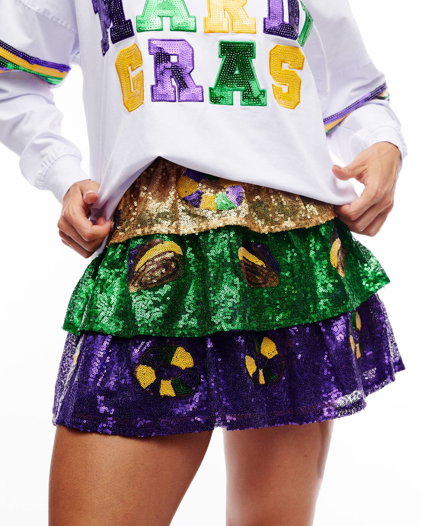 Mardi Gras sequin king cake skirt