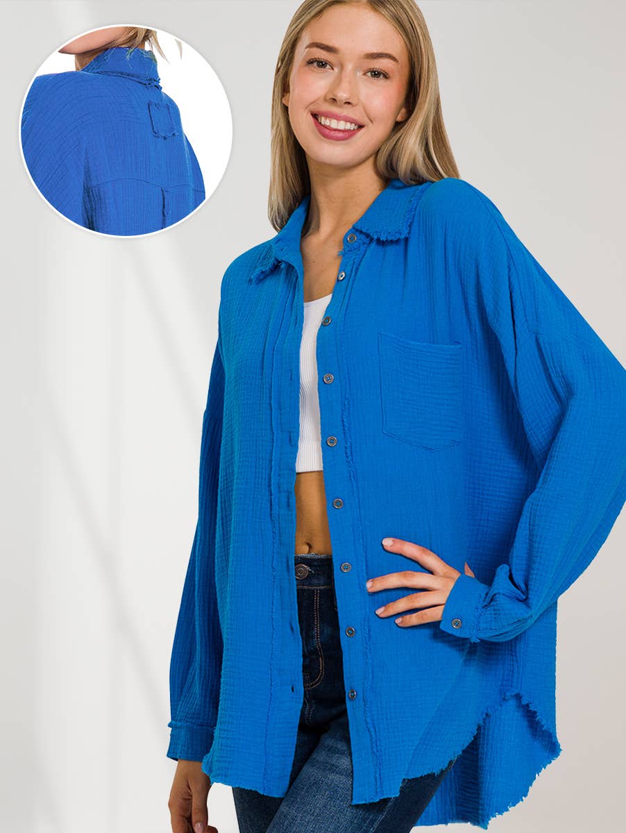 Oversized Raw Edge Long Sleeve