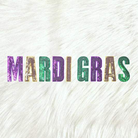 Mardi Gras Letter Sequin Iron On Patch Set