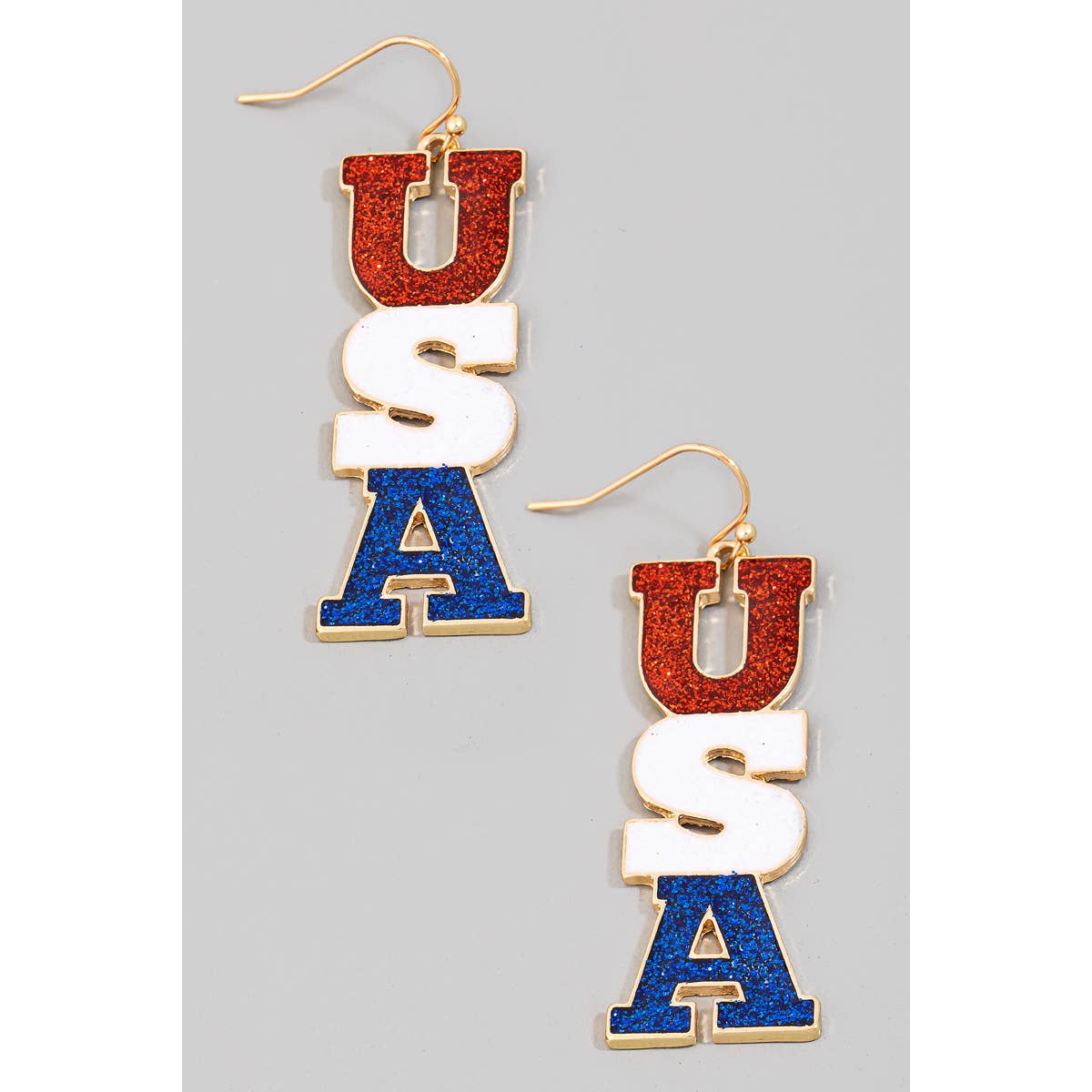 Glitter Enamel Usa Dangle Earrings