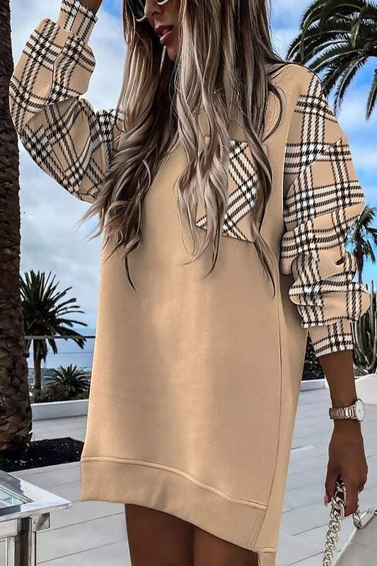 Plaid Color Block Long Sleeve w/ Pocket