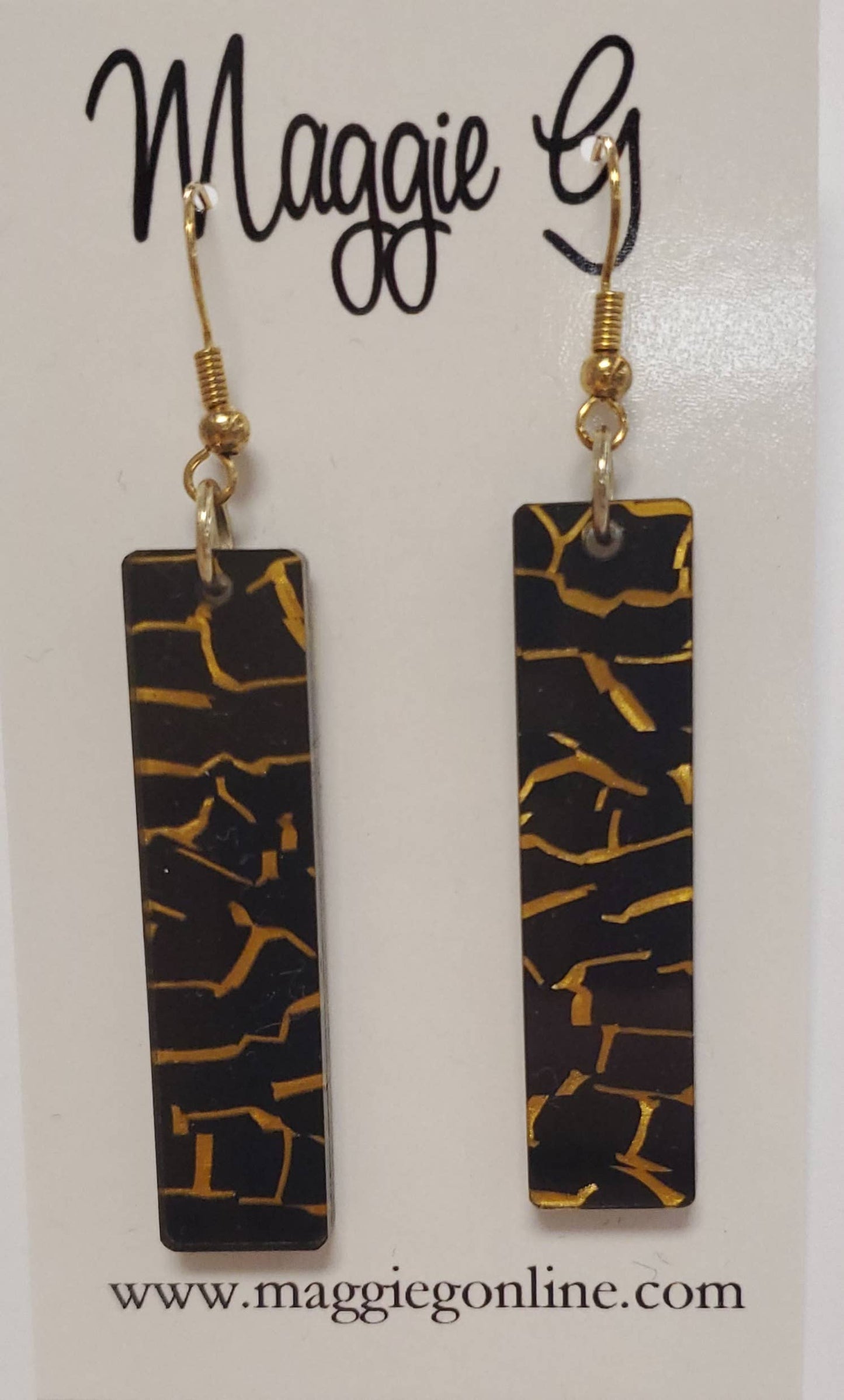 Black and Gold Acrylic Earrings