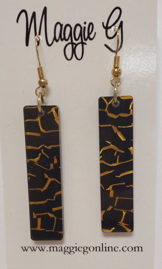 Black and Gold Acrylic Earrings