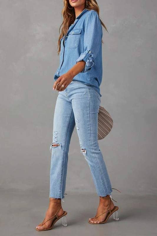 Chic Denim Button Up