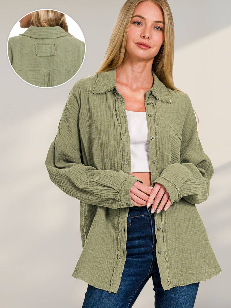 Oversized Raw Edge Long Sleeve