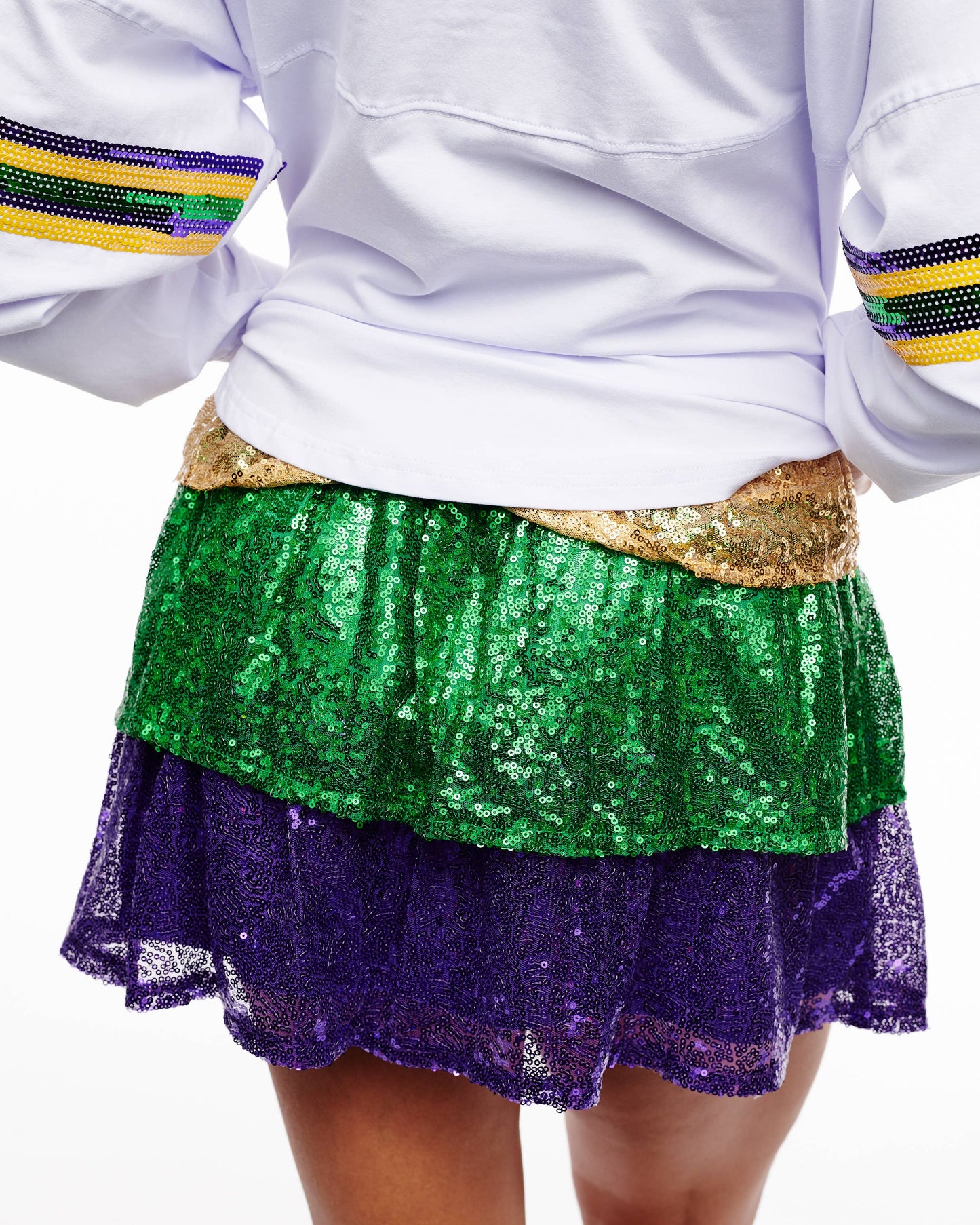 Mardi Gras sequin king cake skirt