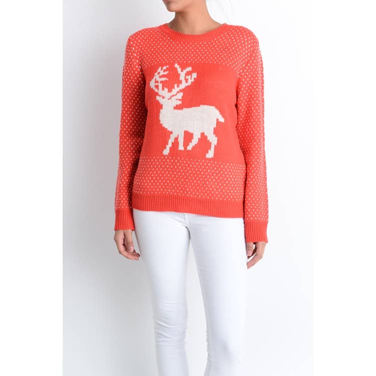 Deer Jacquard Christmas Pullover Sweater