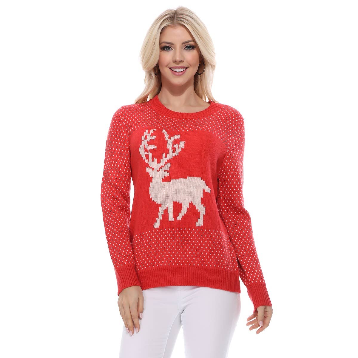 Deer Jacquard Christmas Pullover Sweater