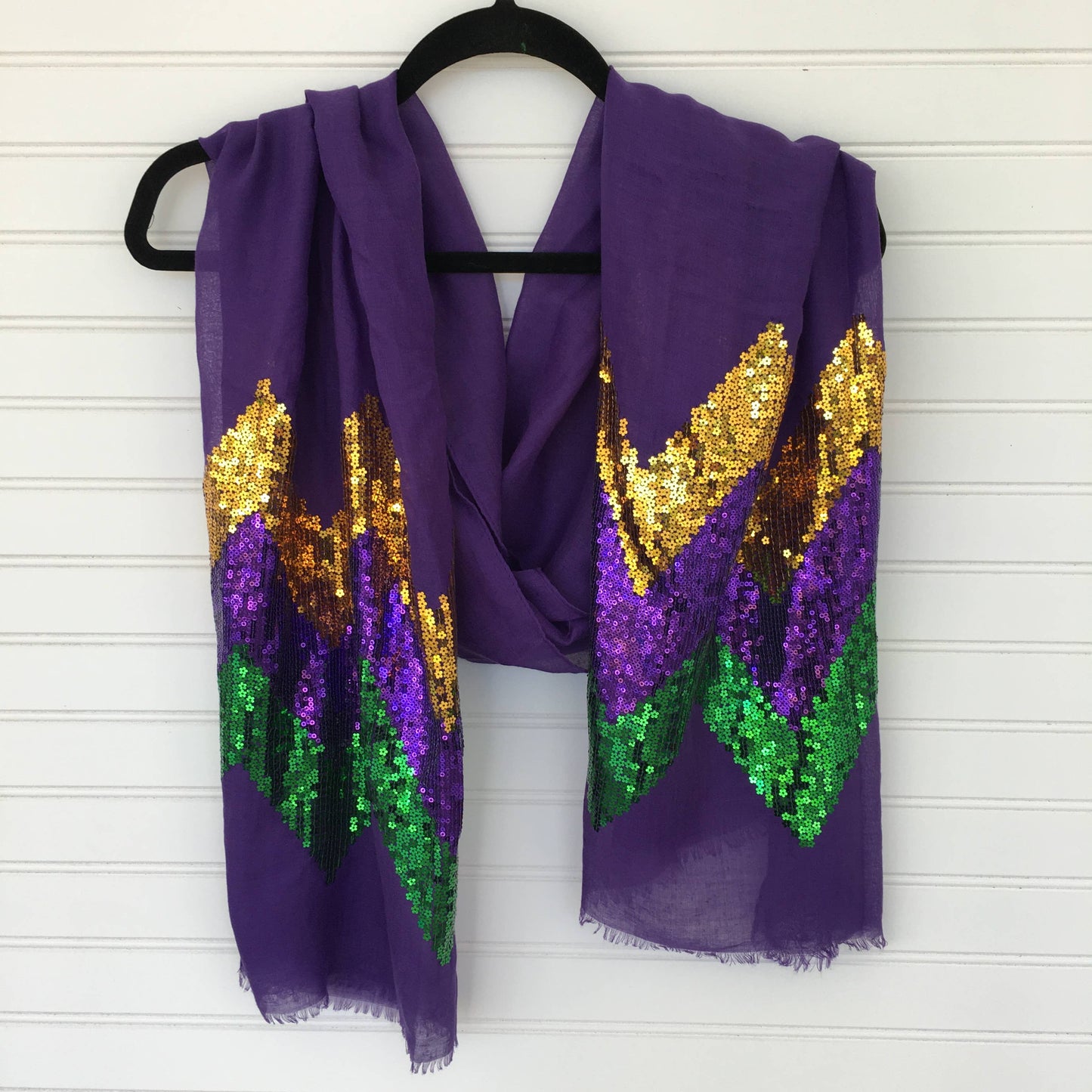 Mardi Gras Chevron Sequin Scarf Purple