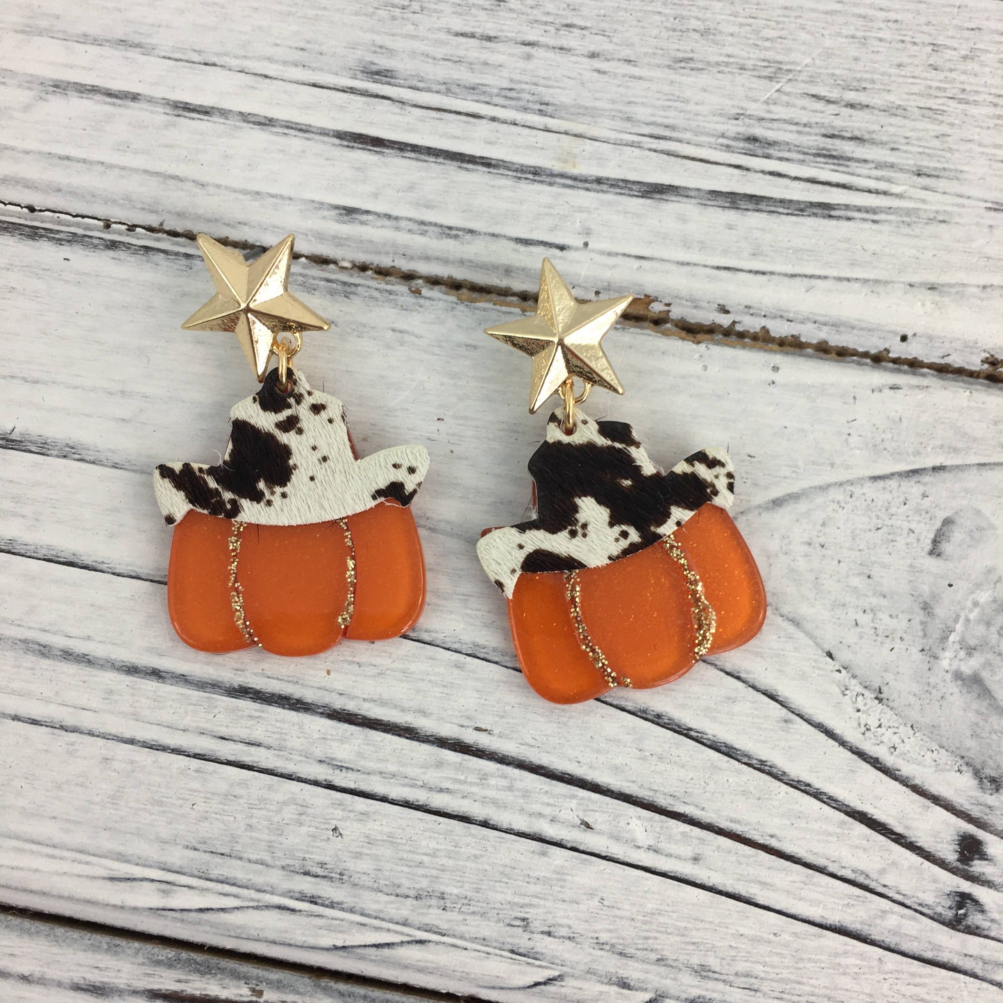 Pumpkin Cowboy Hat Earrings