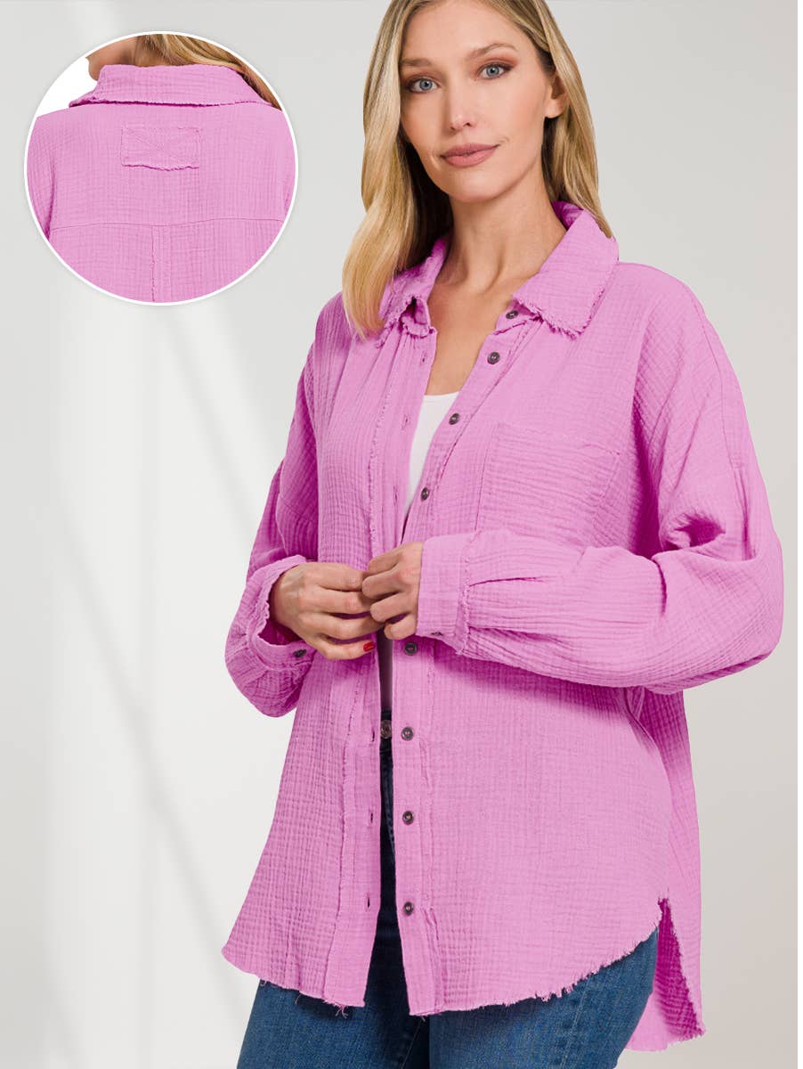 Oversized Raw Edge Long Sleeve