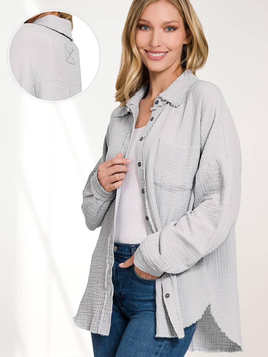 Oversized Raw Edge Long Sleeve