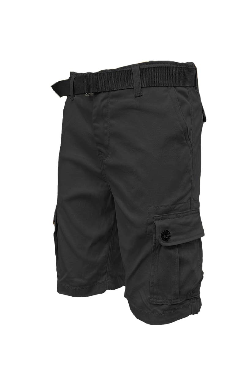 Mens Casual Cotton Belted Cargo Shorts