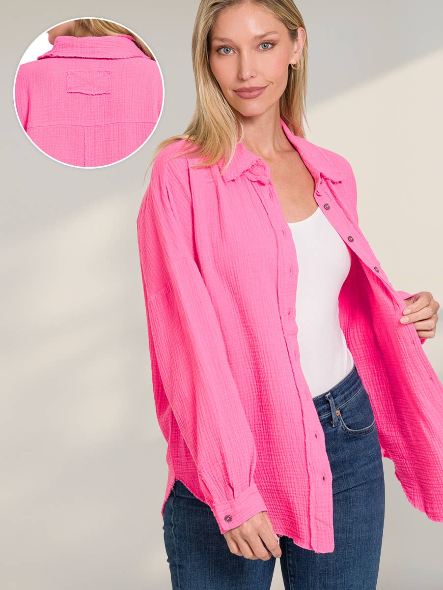 Oversized Raw Edge Long Sleeve