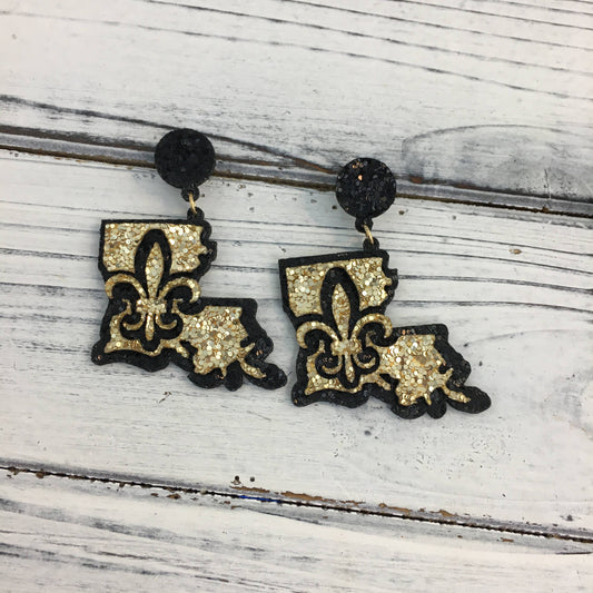 LA Glitter Map Earrings