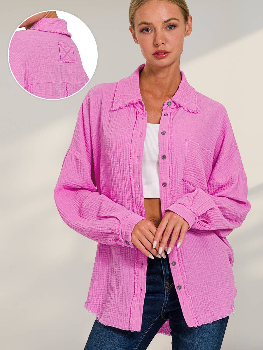 Oversized Raw Edge Long Sleeve